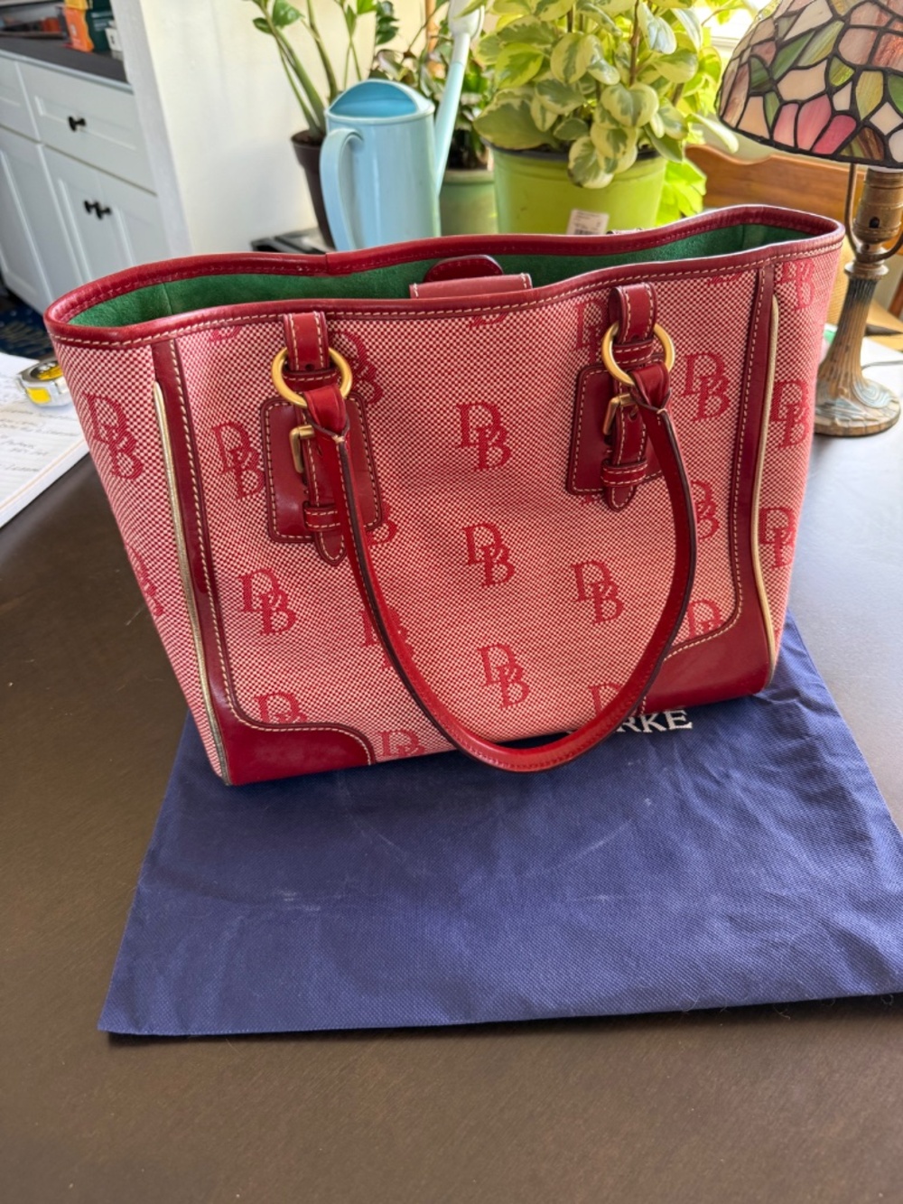 Dooney and Bourke tote with dust bag red - Picture 3 of 10